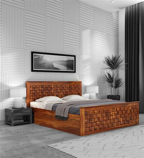 Buy Flamingo King Size Bed with Box Storage in Teak Finish at 1% OFF by ...