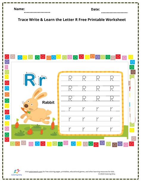 Trace Write & Learn the Letter R Free Printable Worksheet