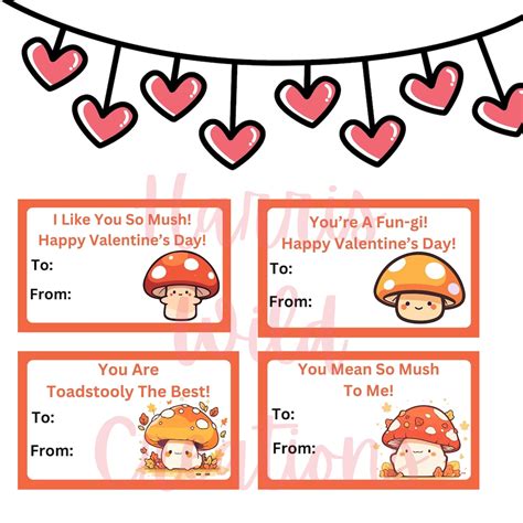 Valentines Day Cards Cute Mushroom Valentines Card Printable Instant