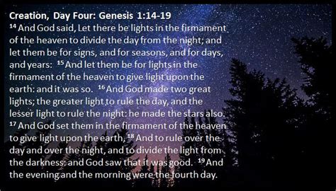 Creation Day Four Genesis 114 19 Lights To Divide The Day And