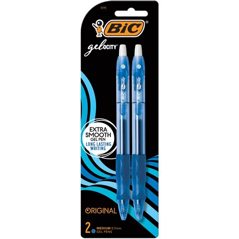 Bic Gelocity Original Retractable Gel Pens Medium Point Mm Blue