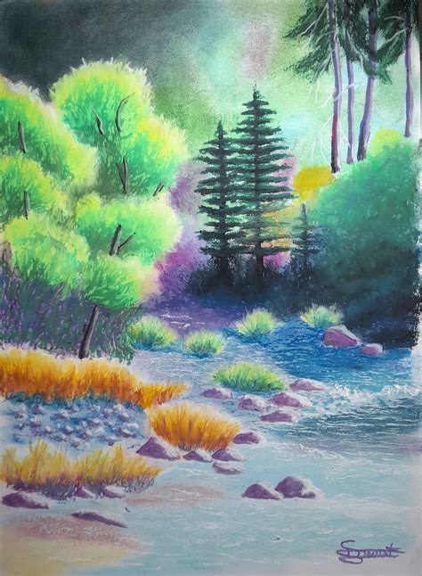 Bild Wald Sommer Fluss Ufer Von Sophie Brunet Kunstnet