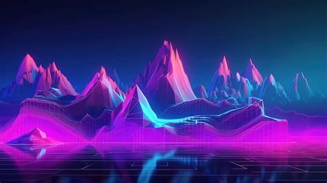 Premium Ai Image 3d Render Abstract Neon Background With Glowing Geometric Shapes Generative Ai