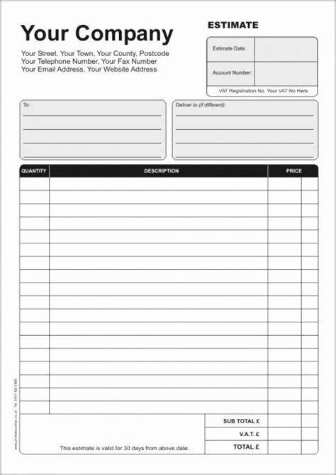 Quote Pdf Free Printable Estimate Forms