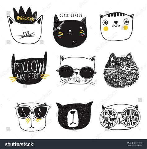 Cute Cat Illustration Series 309581141 Shutterstock
