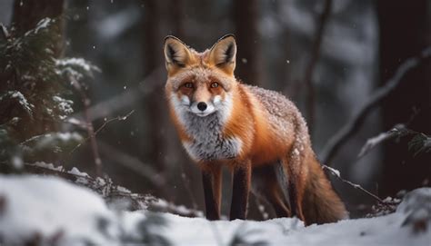 Free Photo Red Fox Sitting In Snow Looking Cute Generative AI