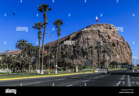 Beach of Arica Chile. Morro de Arica, Chile. Arica is a port city in northern Chile known for ...