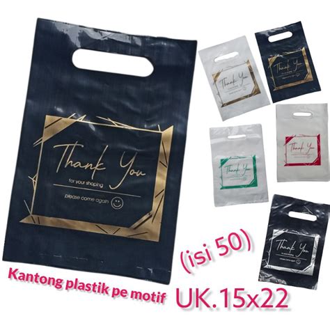 Jual Kantong Plastik PE Motif Thank You Uk 15x22 Isi 50 Pcs Kantong