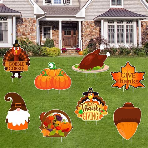 Amazon.com: 8Pcs Thanksgiving Yard Signs Outdoor Lawn Decorations- Fall ...