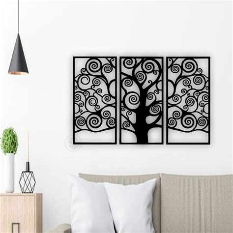 Quadro Decorativo Árvore Da Vida 3 Peças Madeira MDF Elo7