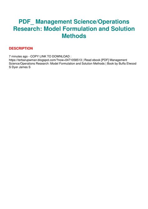 Ppt Pdf Pdf Management Science Operations Research Model