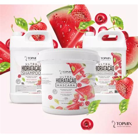 Kit Shampoo Condicionador E Mascara Hidratante Frutas Vermelhas Topmix