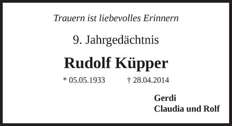 Traueranzeigen von Rudolf Küpper WirTrauern