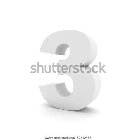 White Number 3 Isolated On White Stock Illustration 52612486 Shutterstock