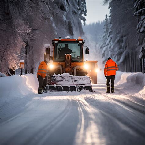 Premium AI Image | A snow removal vehicle surrounded by uniformed ...