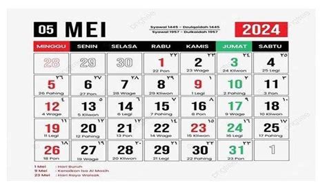 Tanggal Merah Mei 2024 Libur Nasional Serta Hari Ini Jumat 24 Mei