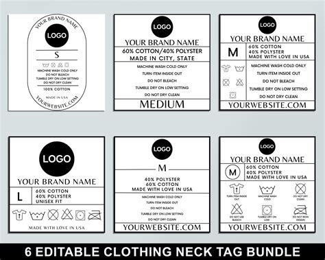 Editable Clothing Tag Bundle T Shirt Neck Label Tag Diy Garment Care