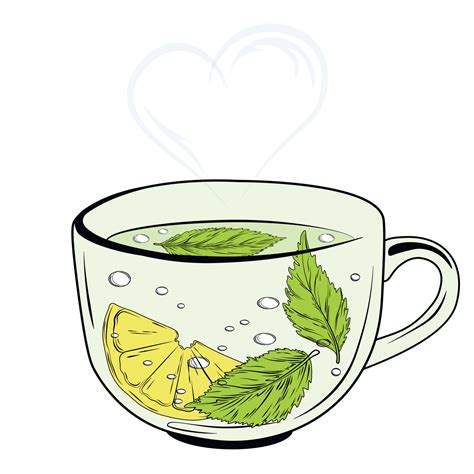 A Mug Of Herbal Tea Vector Stock Illustration Hot Drink With Lemon