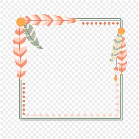 Bohemian Feather Png Image Bohemian Frame Hand Draw Aquare Feather