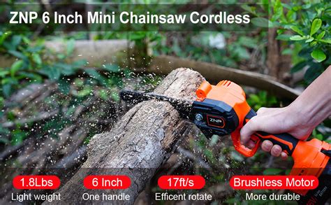 Znp Upgrade New Mini Chainsaw With Brushless Motor 6 Inch Electric Chainsaw Cordless Battery