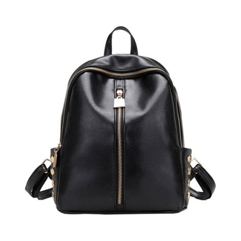 Рюкзак Aliexpress High Quality Pu Leather Women Backpack Preppy Style School Backpack Black