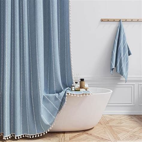 Amazon Bttn Extra Long Shower Curtain Inch Boho Rustic Striped