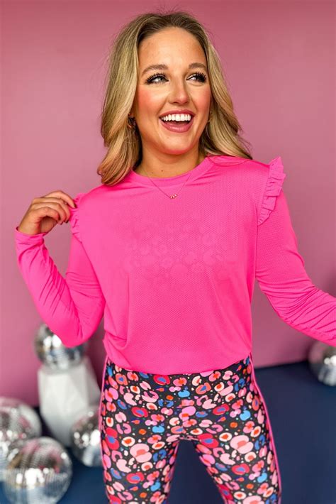 Ssys Hot Pink Long Sleeve Ruffle Hem Active Top Final Sale Shop