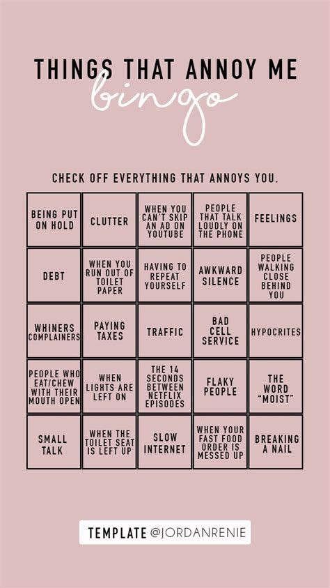 Never Have I Ever Bingo Instagram Story Template Snapchat Question