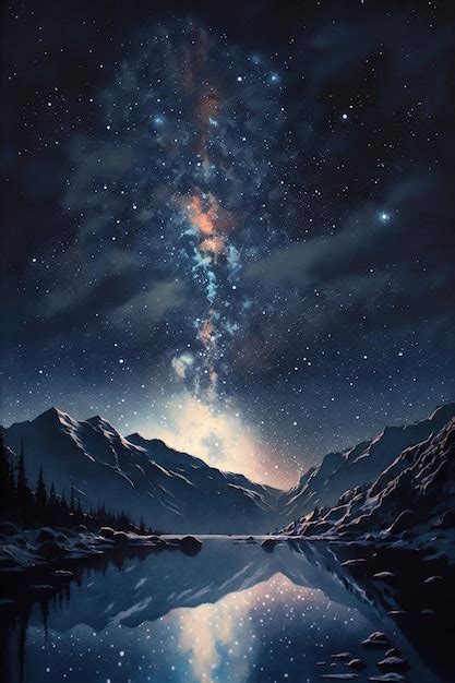 Premium Ai Image A Painting Of A Starry Night Sky With The Milky Way