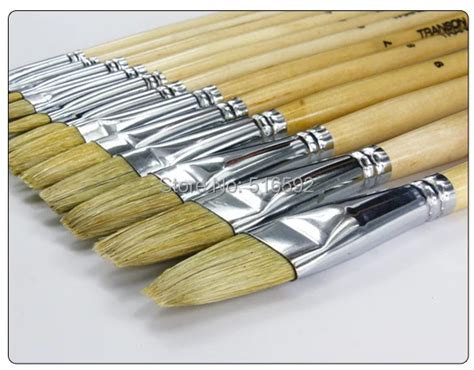 Pcs Transon Artist Painting Brush Set Hog Bristle Brush Flat