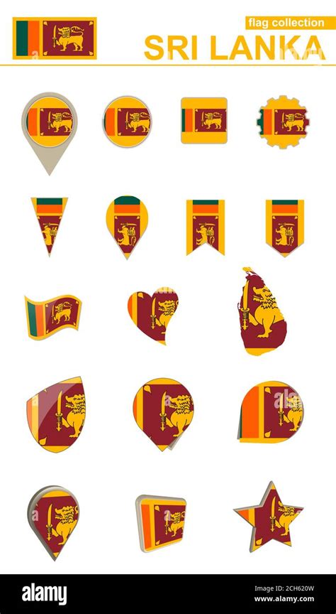 Sri Lanka Flag Collection. Big set for design. Vector Illustration ...