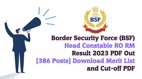 Bsf Head Constable Ro Rm Final Result Out Posts Merit List