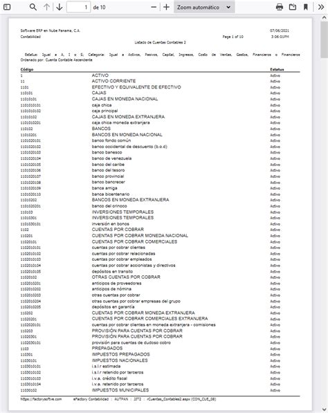 Ejemplos De Planes De Cuentas Contables En Efactory Contabilidad En La Nube