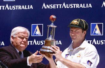 Steve Waugh Receives The Sir Frank Worrell Trophy Denis Rogers