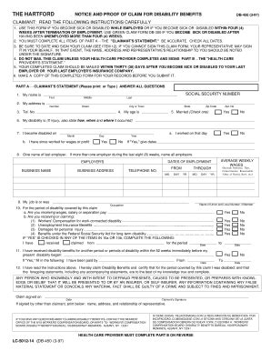 Fillable Online Clear Form THE HARTFORD NOTICE AND PROOF OF CLAIM FOR