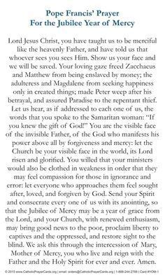 Jubilee Year Of Mercy Official Prayer Of Pope Francis Year Of Mercy