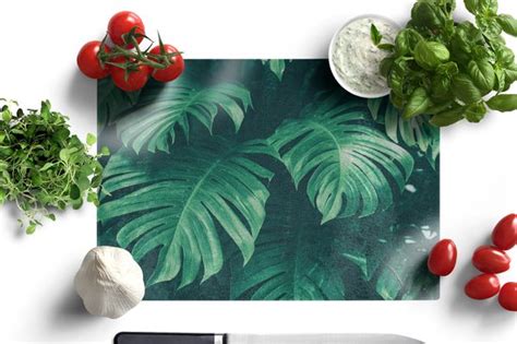 Glazen Snijplank 39x28 Monstera Bladeren Planten Jungle