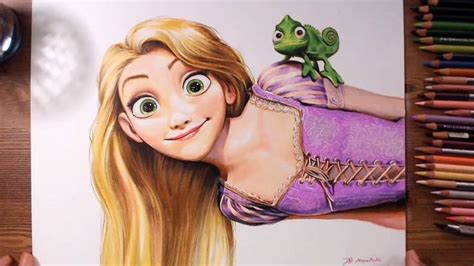 Rapunzel And Pascal Tangled Colored Pencil Drawing Drawholic