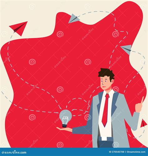 Bussinesman in Suit Standing Holding Buib and Displaying Holographic