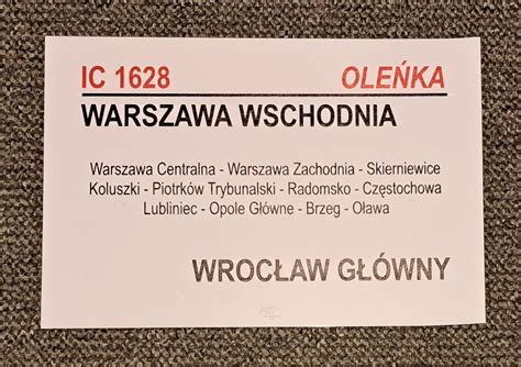 IC Oleńka Tablica Relacyjna PKP InterCity Warszawa Białołęka OLX pl