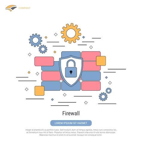 Premium Vector Firewall Computer Security Flat Contour Style Vector