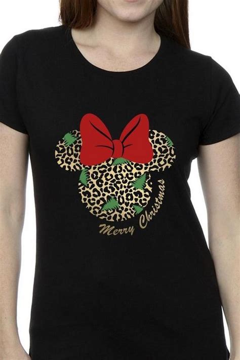 T Shirts Minnie Mouse Leopard Christmas Cotton T Shirt Disney