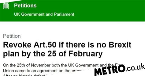 Petition To Revoke Article 50 If Theres No Brexit Plan In Place By