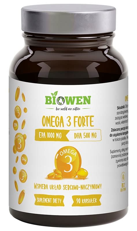 Biowen OMEGA 3 FORTE Kwasy EPA 1000 DHA 500 Witamina E 15464590796