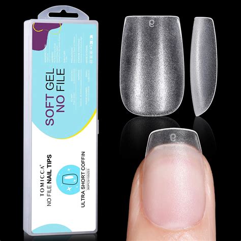 Kalolary Short Coffin Soft Gel Nail Tips 240pcs Half Matte Full Cover Clear Acrylic