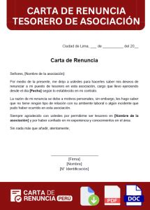 Carta De Renuncia A Tesorero De Asociaci N Ejemplos