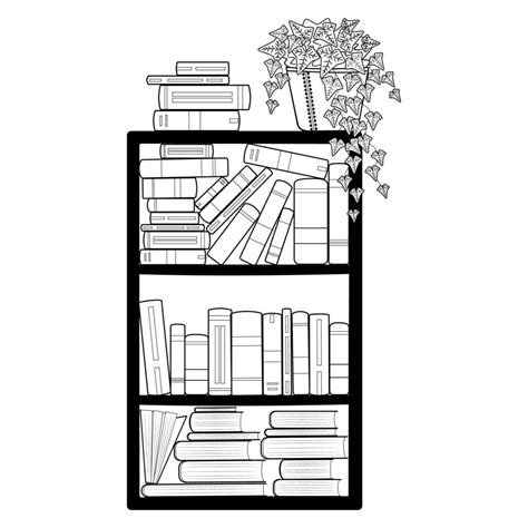 Book Shelf Clip Art Black And White