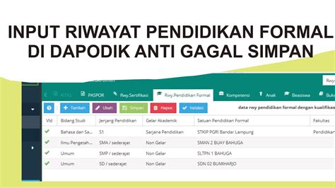 Input Riwayat Pendidikan Formal Di Dapodik Anti Gagal Youtube