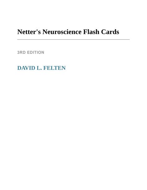 Solution Netters Neuroscience Flash Cards Rd Edition Studypool