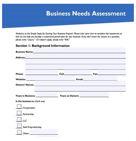 Needs Assessment Template Word Templates